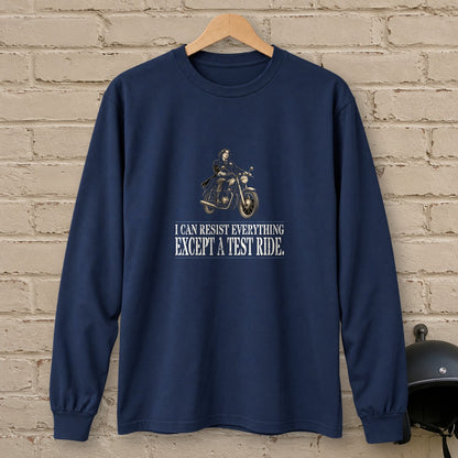 Oscar Wilde Except a Test Ride Long Sleeve T-Shirt - Navy - brick