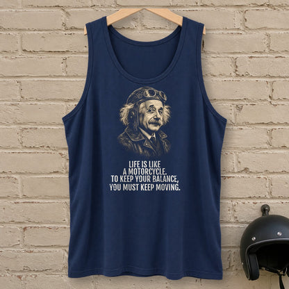 Albert Einstein Keep Moving Tank Top - Navy - brick