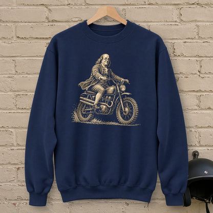Benjamin Franklin on the Dirt Crewneck Sweatshirt - Navy - brick
