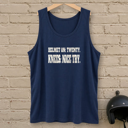 Helmet On Twenty Tank Top - Navy - brick