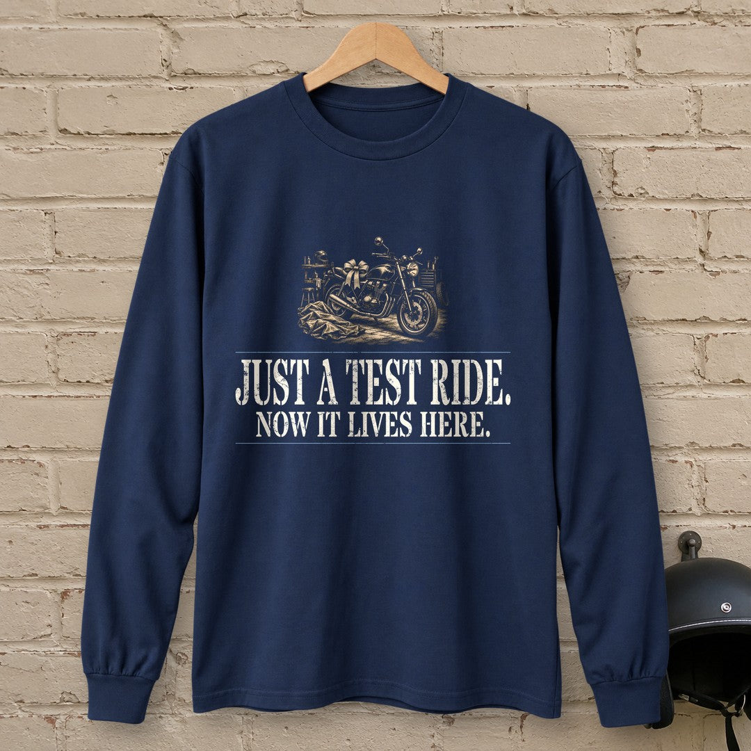 Just A Test Ride Long Sleeve T-Shirt - Navy - brick