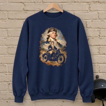 George Washington Goggles Portrait Crewneck Sweatshirt - Navy - brick