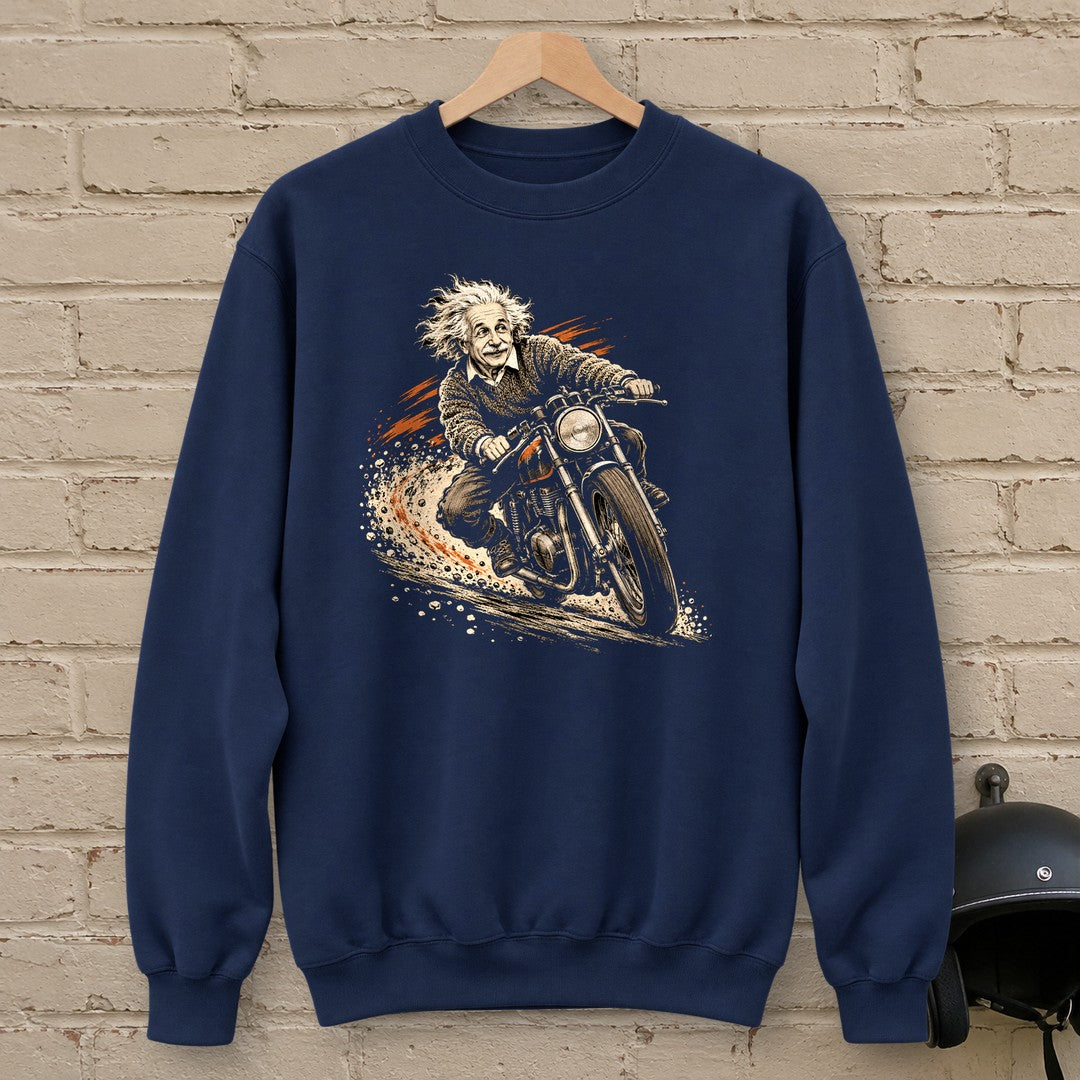 Albert Einstein Gravel Run Crewneck Sweatshirt - Navy - brick