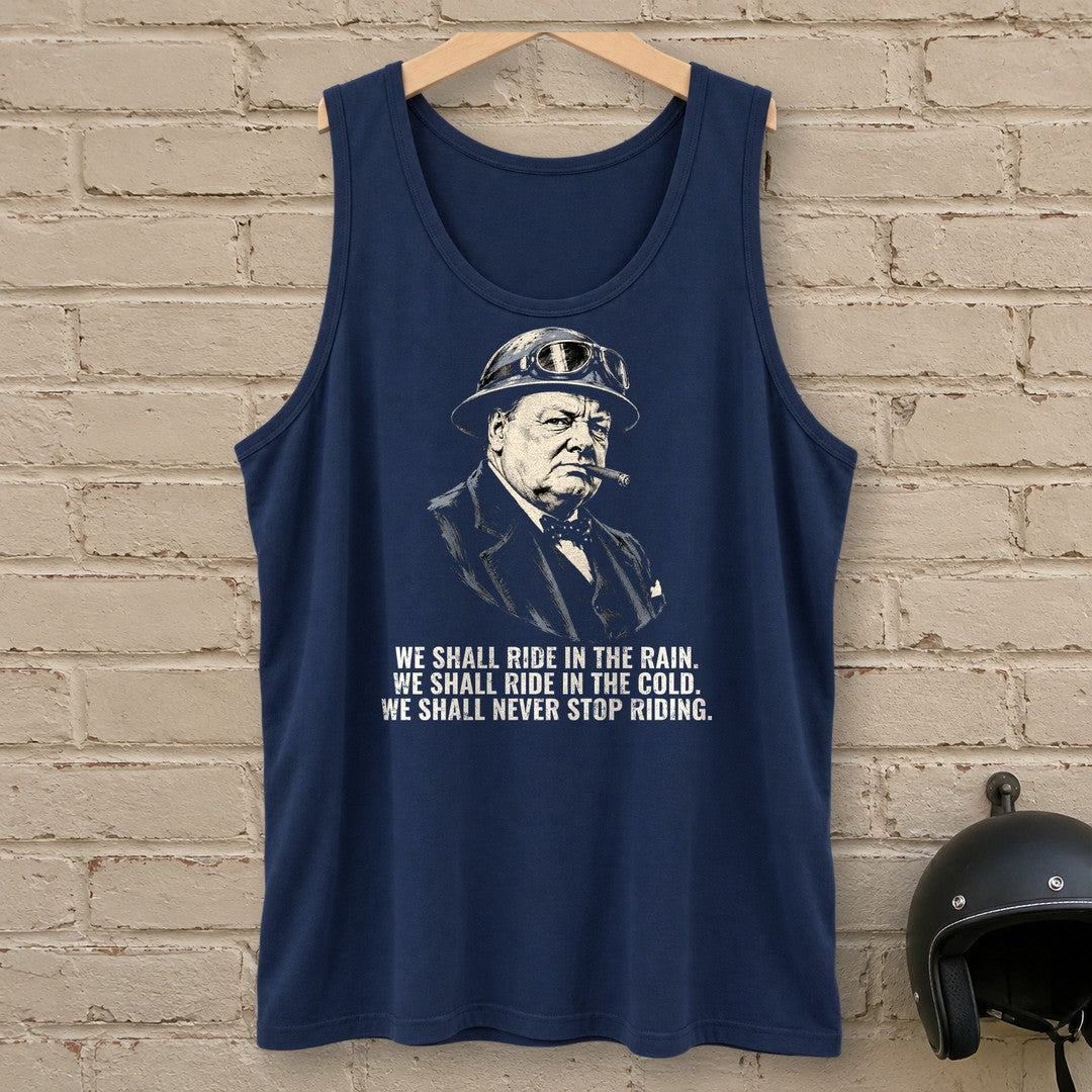 Winston Churchill We Shall Ride Tank Top - Navy - brick