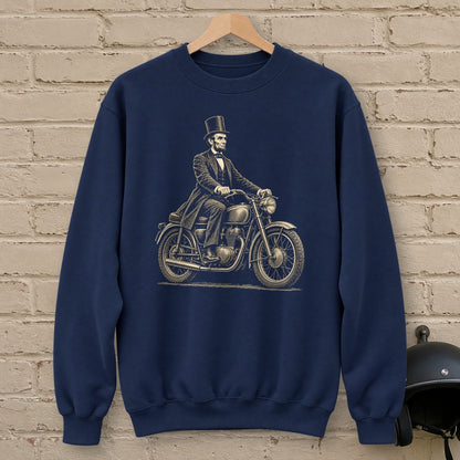 Abraham Lincoln Honest Ride Crewneck Sweatshirt - Navy - brick