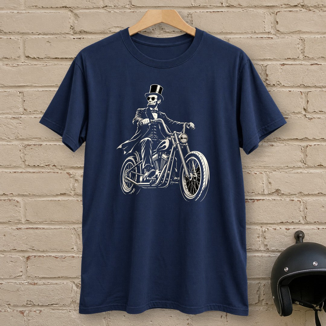 Abraham Lincoln Chopper Shades T-Shirt - Navy - brick