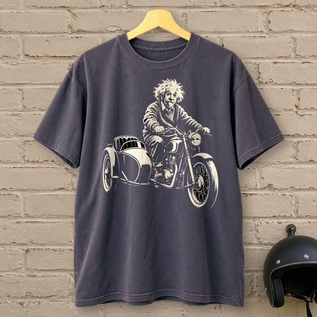 Albert Einstein Sidecar Premium T-Shirt - Navy - brick