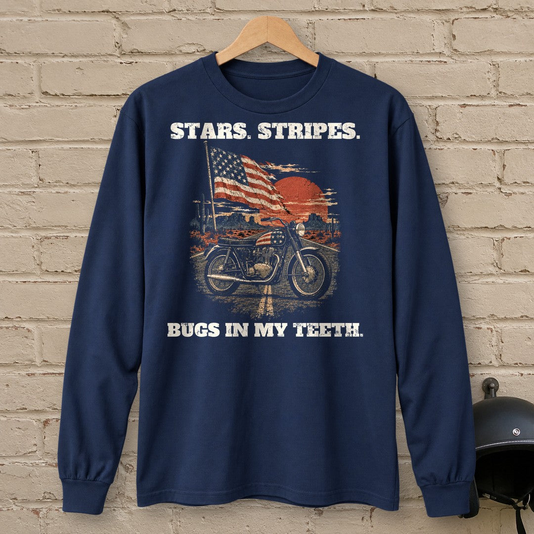 Bugs in My Teeth Long Sleeve T-Shirt - Navy - brick