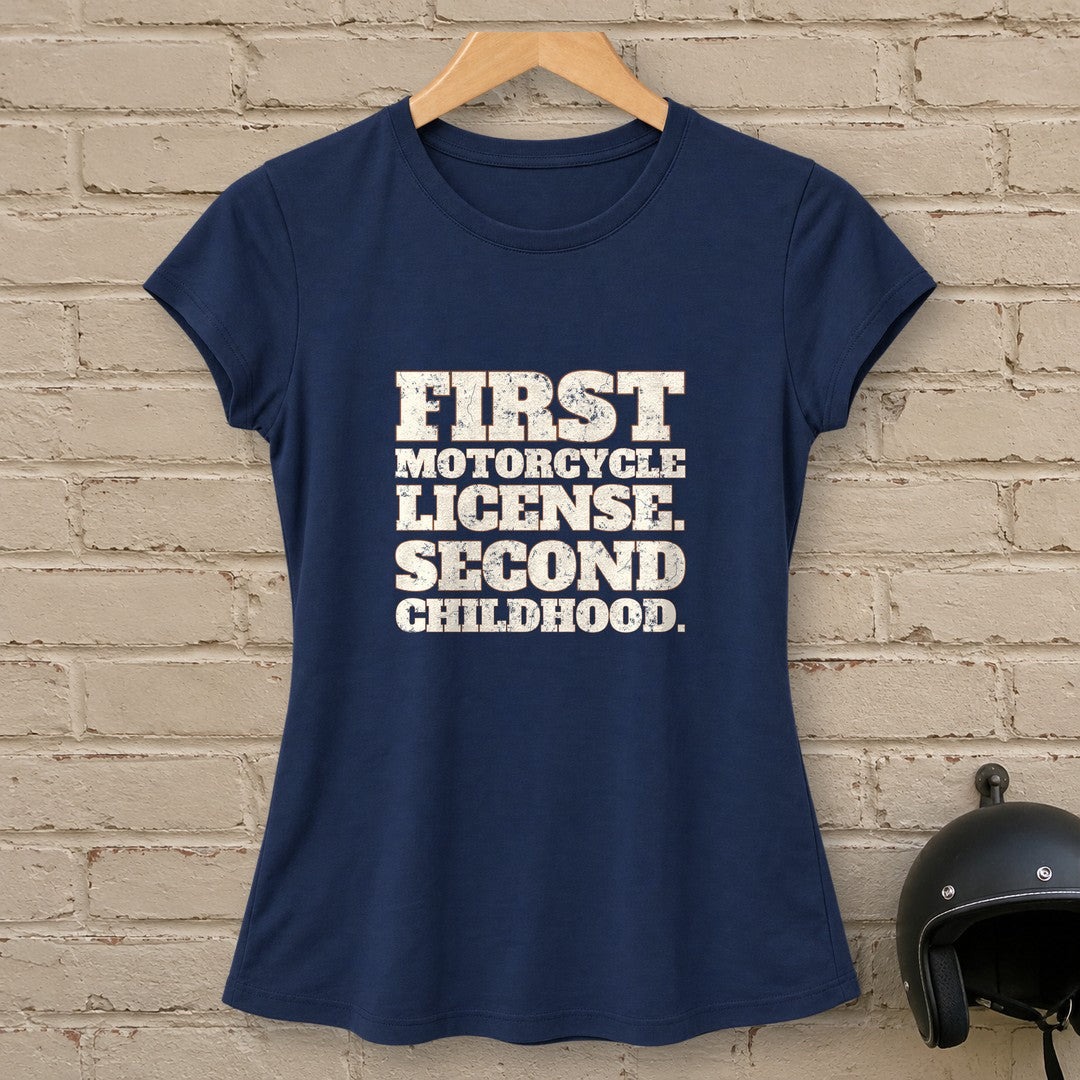 Second Childhood Women's T-Shirt - Navy - brick