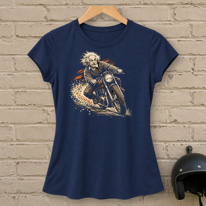 Albert Einstein Gravel Run Women's T-Shirt - Navy - brick