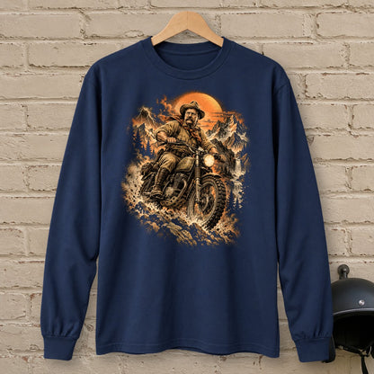 Theodore Roosevelt Mountain Trail Long Sleeve T-Shirt - Navy - brick