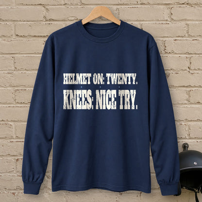 Helmet On Twenty Long Sleeve T-Shirt - Navy - brick