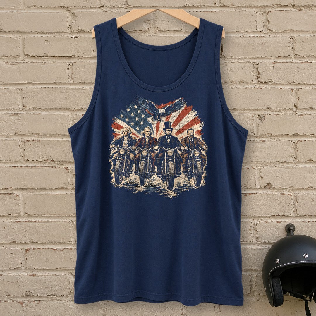 G. Washington, T. Jefferson, A. Lincoln & T. Roosevelt Ride Tank Top - Navy - brick