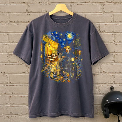 Vincent van Gogh Night Cafe Premium T-Shirt - Navy - brick