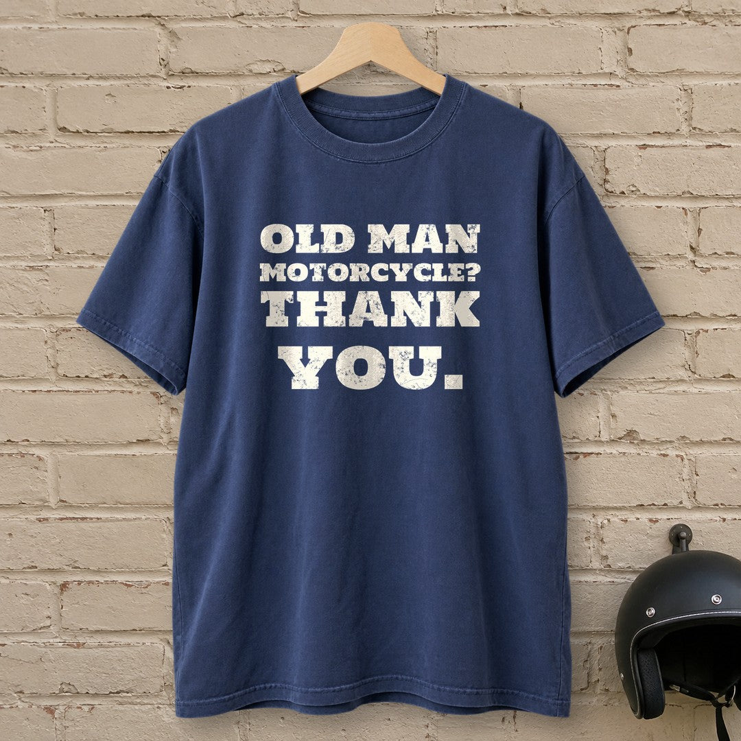 Old Man Motorcycle Premium T-Shirt - Navy - brick