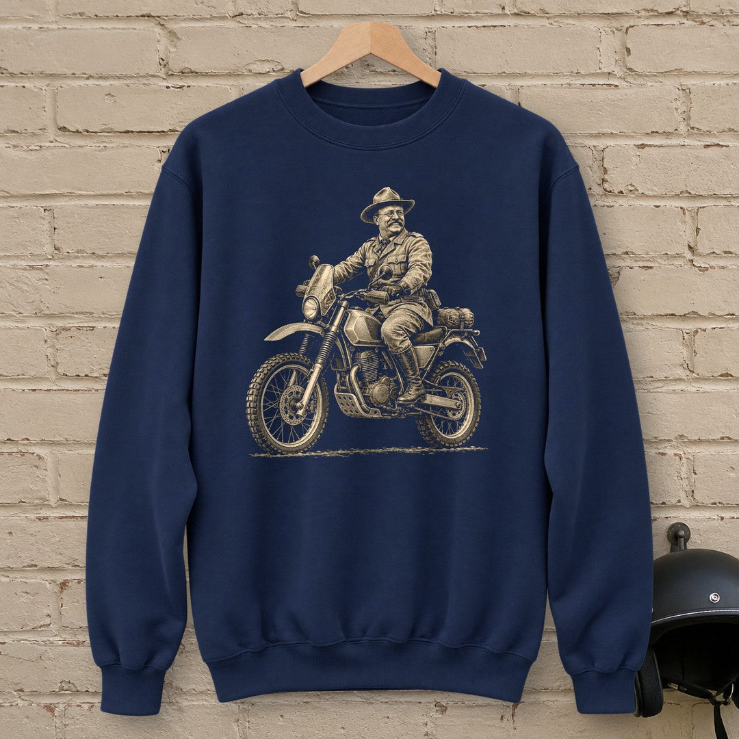 Theodore Roosevelt Rough Rider Crewneck Sweatshirt - Navy - brick