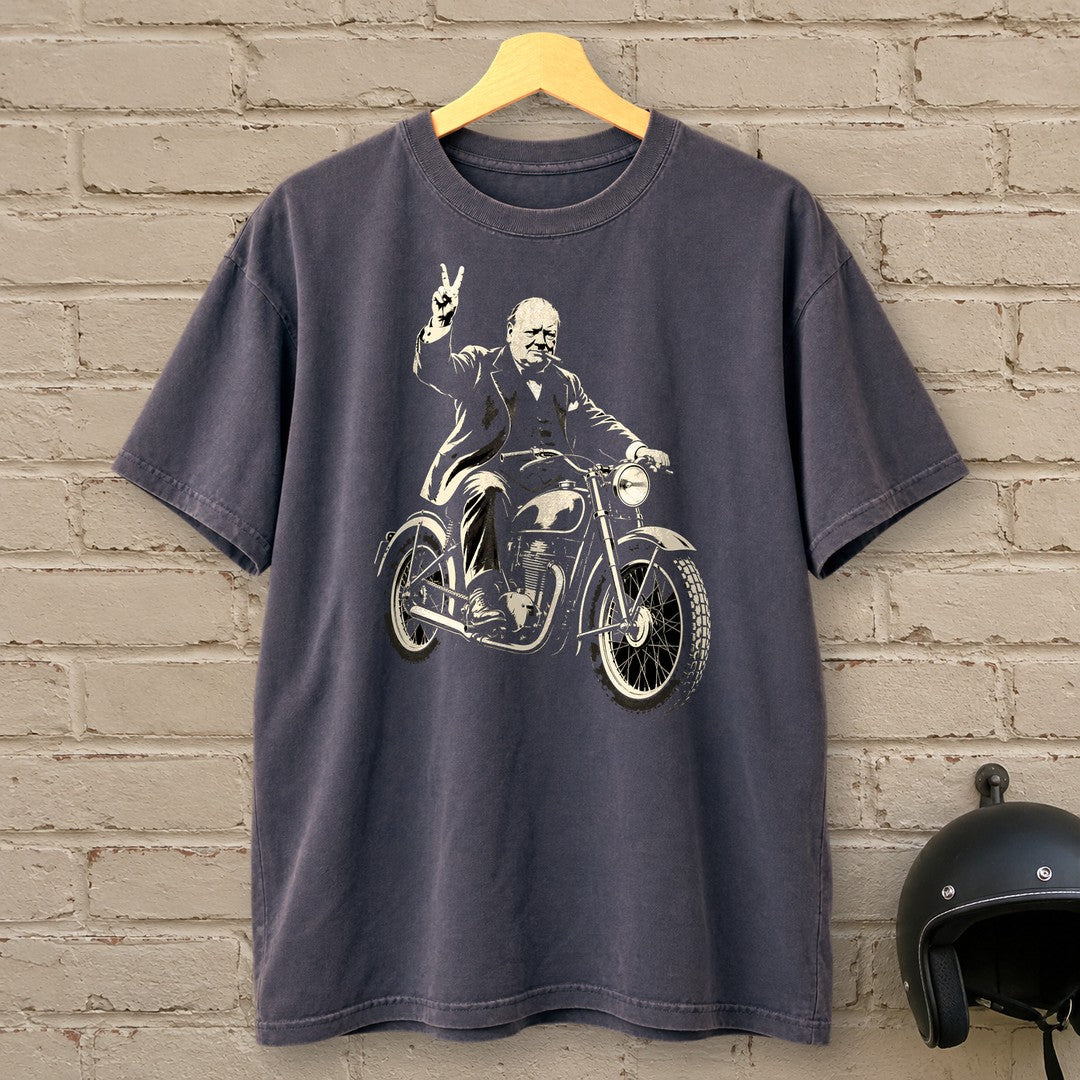 Winston Churchill Victory Ride Premium T-Shirt - Navy - brick