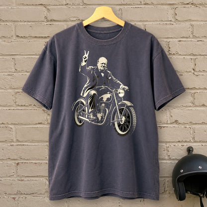 Winston Churchill Victory Ride Premium T-Shirt - Navy - brick