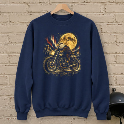 Moonlight Eagle Rider Crewneck Sweatshirt - Navy - brick