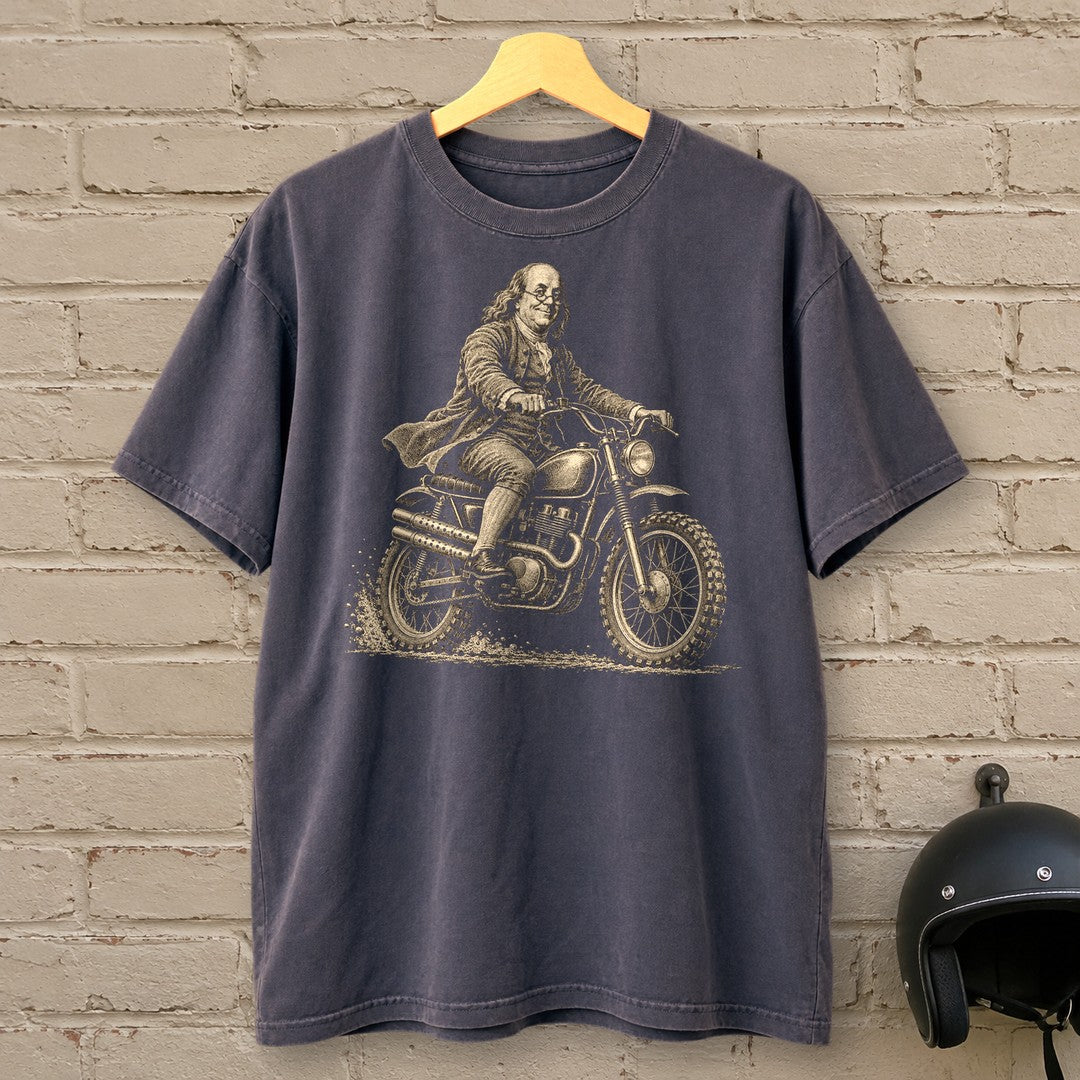 Benjamin Franklin on the Dirt Premium T-Shirt - Navy - brick