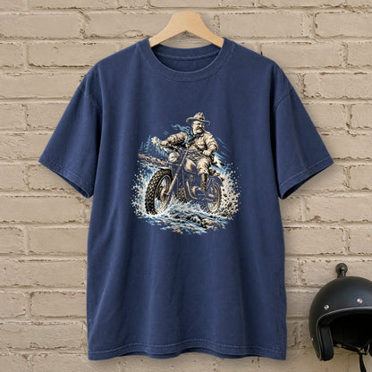Theodore Roosevelt River Crossing Premium T-Shirt - Navy - brick
