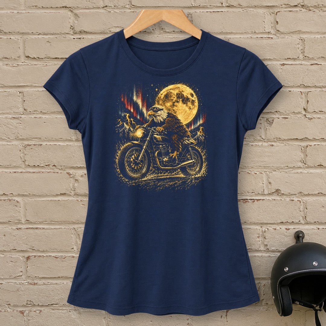 Moonlight Eagle Rider Women's T-Shirt - Navy - brick