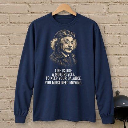 Albert Einstein Keep Moving Long Sleeve T-Shirt - Navy - brick