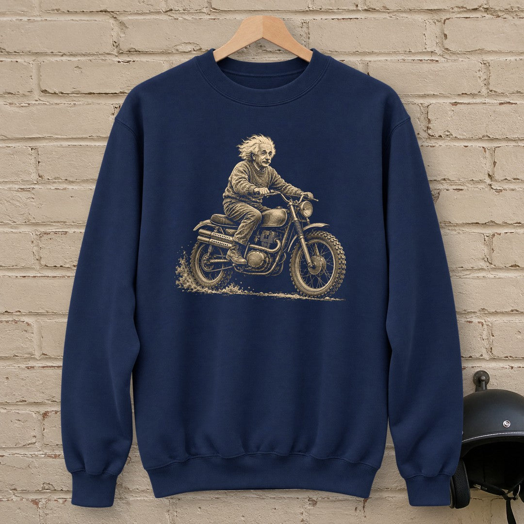 Albert Einstein Scrambler Crewneck Sweatshirt - Navy - brick