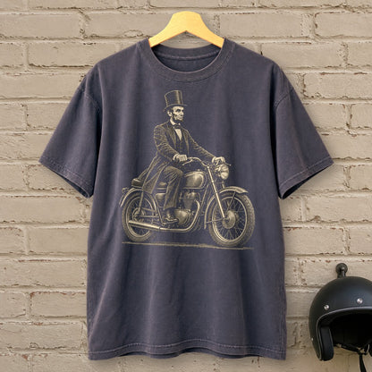 Abraham Lincoln Honest Ride Premium T-Shirt - Navy - brick