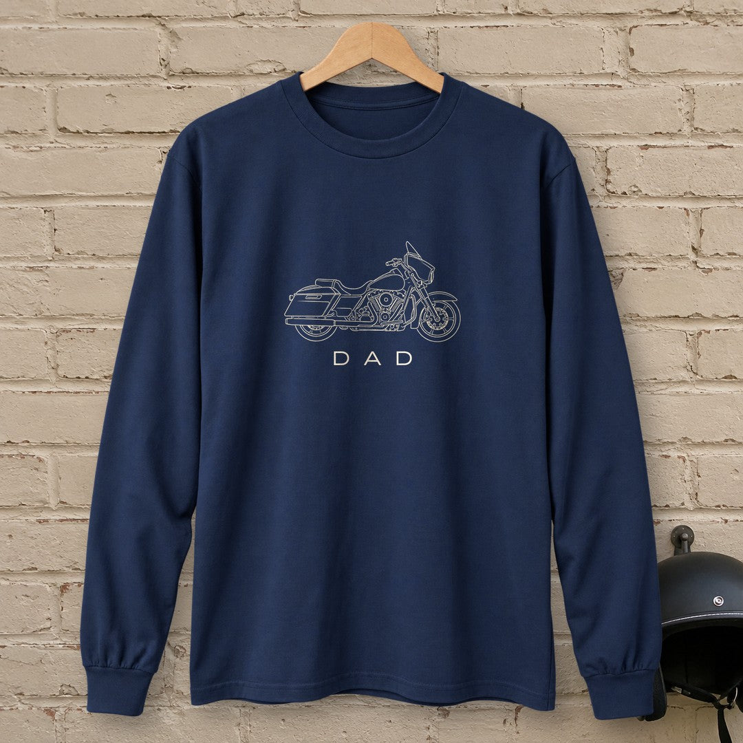Biker Dad Long Sleeve T-Shirt - Navy - brick