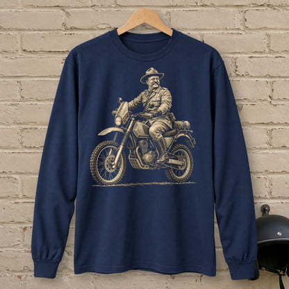 Theodore Roosevelt Rough Rider Long Sleeve T-Shirt - Navy - brick