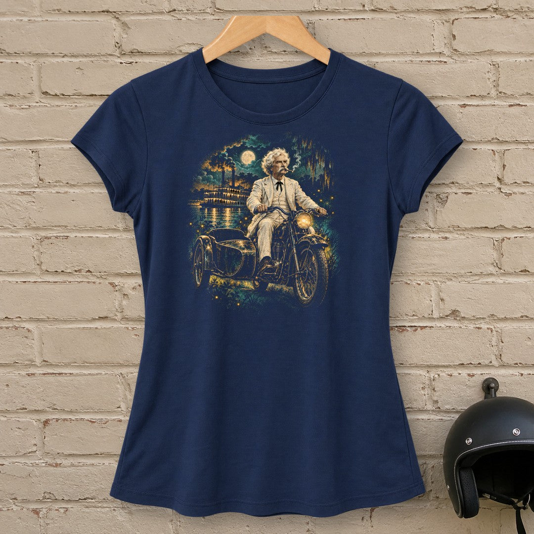Mark Twain Sidecar Evening Women's T-Shirt - Navy - brick