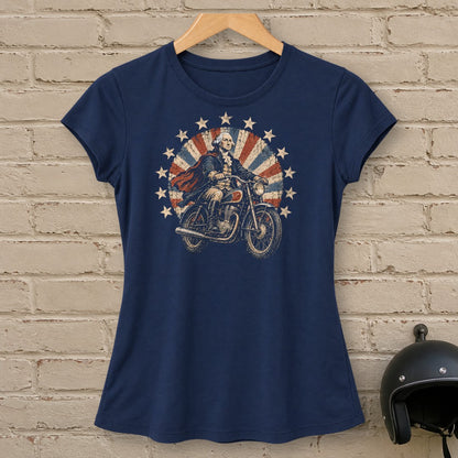 George Washington Starburst Ride Women's T-Shirt - Navy - brick