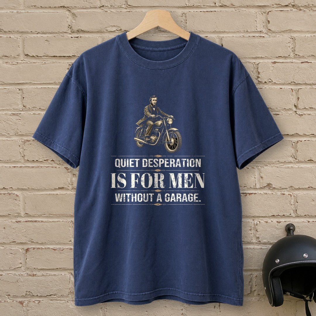 Henry David Thoreau Quiet Desperation Premium T-Shirt - Navy - brick