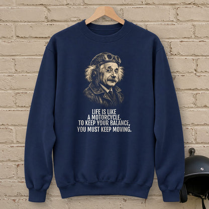 Albert Einstein Keep Moving Crewneck Sweatshirt - Navy - brick