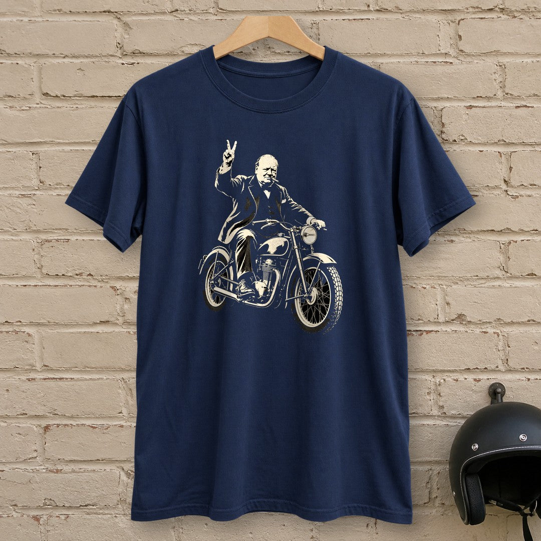 Winston Churchill Victory Ride T-Shirt - Navy - brick