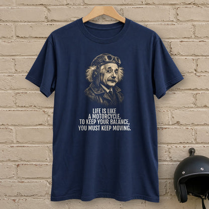 Albert Einstein Keep Moving T-Shirt - Navy - brick
