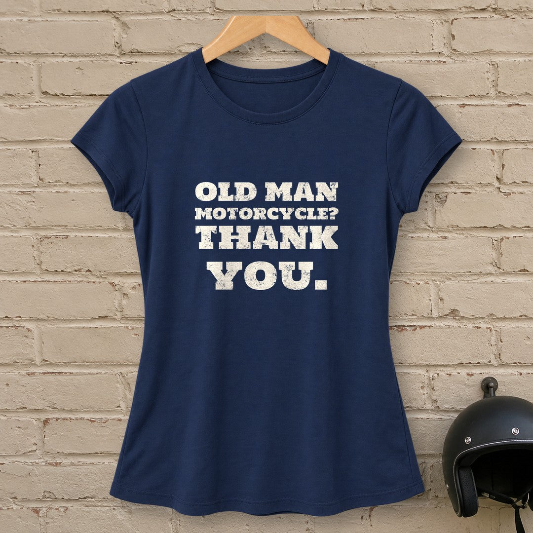 Old Man Motorcycle Women's T-Shirt - Navy - brick