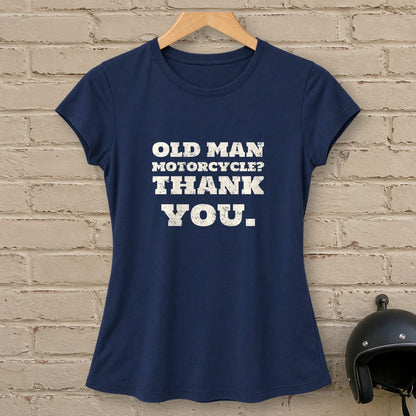 Old Man Motorcycle Women's T-Shirt - Navy - brick