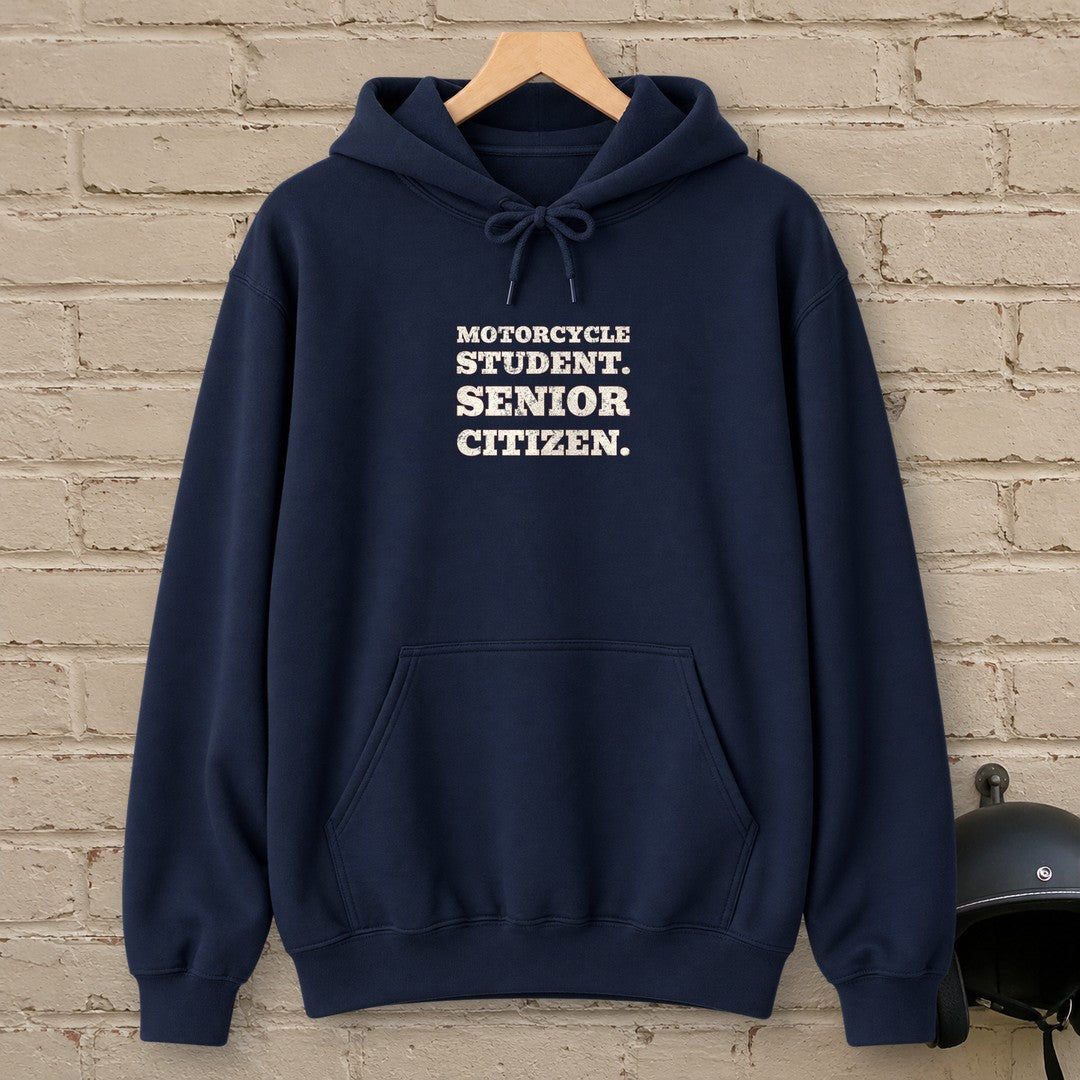 Motorcycle Student Hoodie - Navy - brick