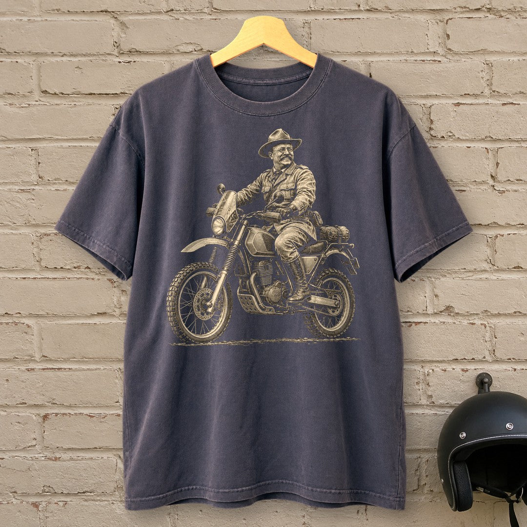 Theodore Roosevelt Rough Rider Premium T-Shirt - Navy - brick