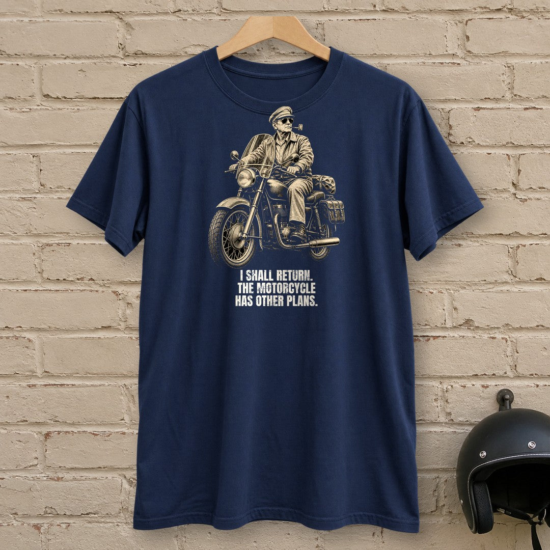 Douglas MacArthur Motorcycle Has Other Plans T-Shirt - Navy - brick