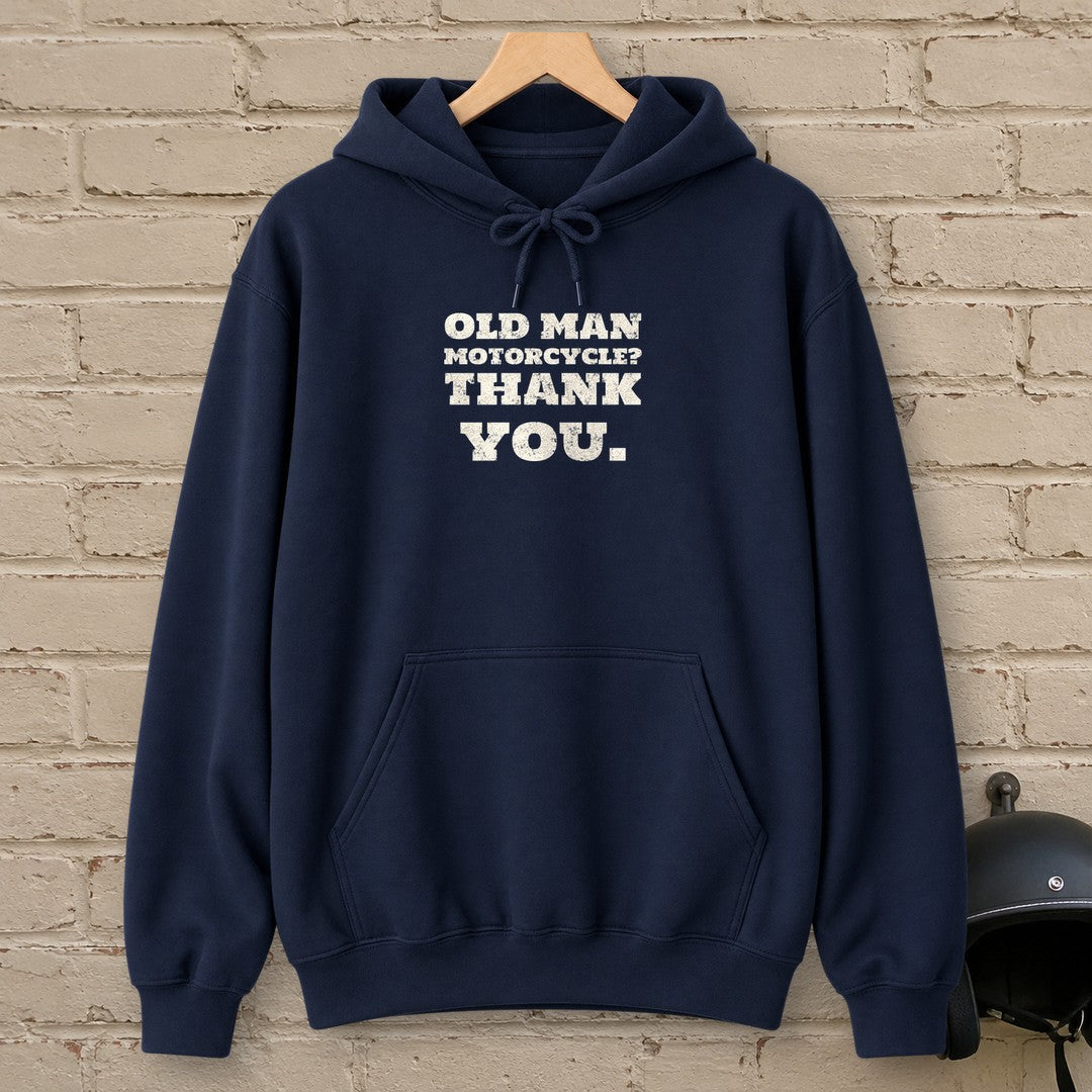 Old Man Motorcycle Hoodie - Navy - brick