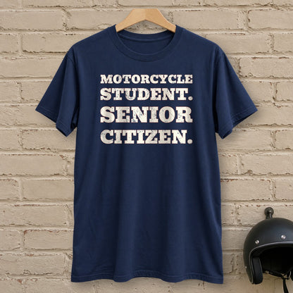 Motorcycle Student T-Shirt - Navy - brick