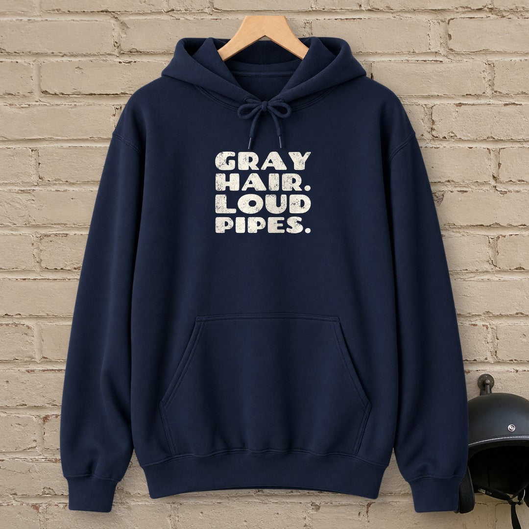 Gray Hair Loud Pipes Hoodie - Navy - brick