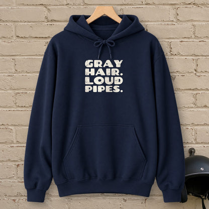 Gray Hair Loud Pipes Hoodie - Navy - brick