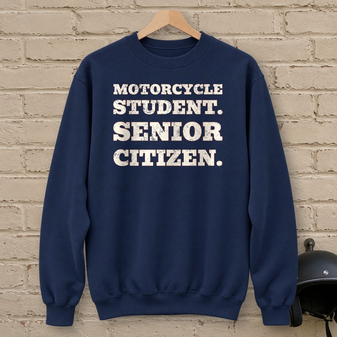 Motorcycle Student Crewneck Sweatshirt - Navy - brick