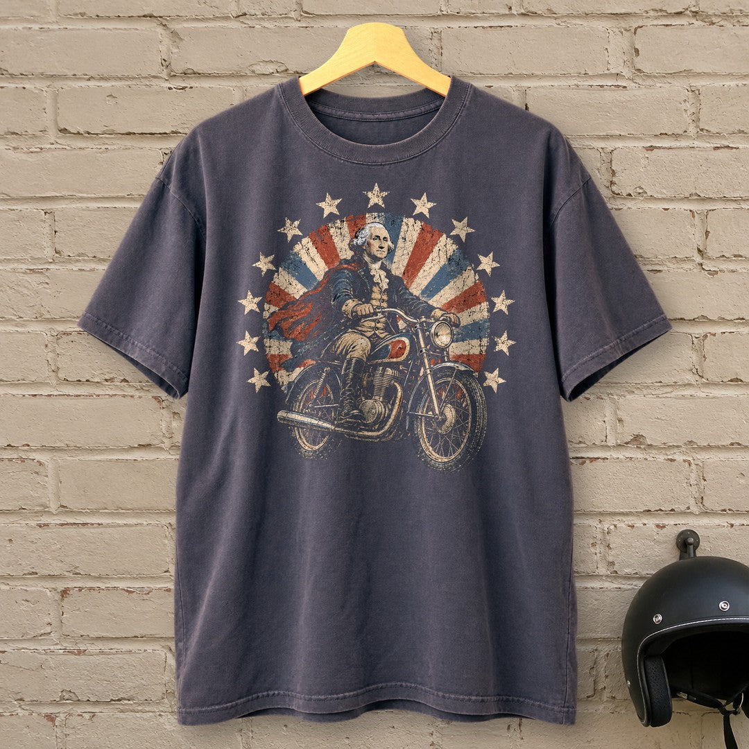 George Washington Starburst Ride Premium T-Shirt - Navy - brick