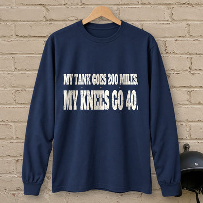 Knees Go Forty Long Sleeve T-Shirt - Navy - brick