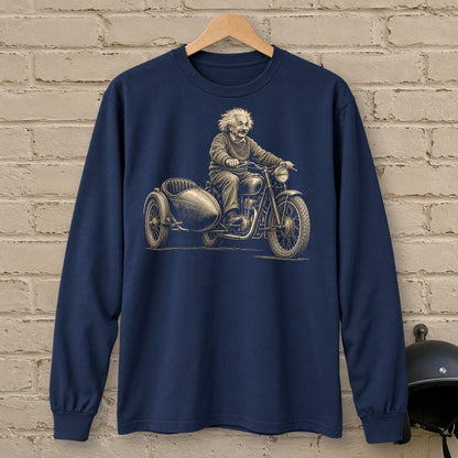 Albert Einstein Relatively Fast Sidecar Long Sleeve T-Shirt - Navy - brick